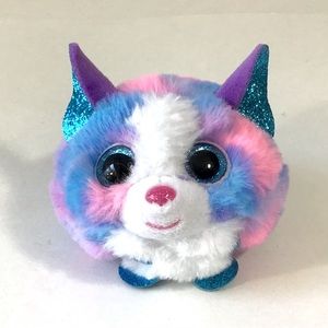 Ty Puffies Cleo The Cat Beanie Ball 4” Plush Stuffed Animal Tie Dye Glitter Eyes